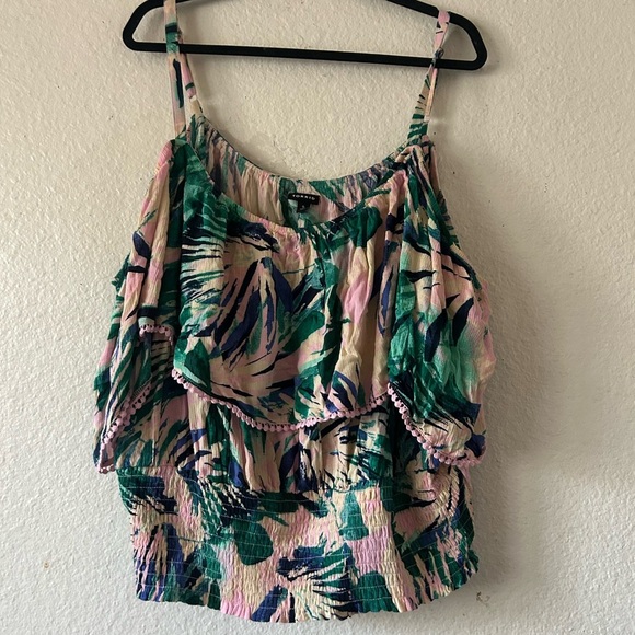 Torrid 5X Floral Off-Shoulder Top - Green and Pink Tropical Coastal Vacation - Picture 15 of 15